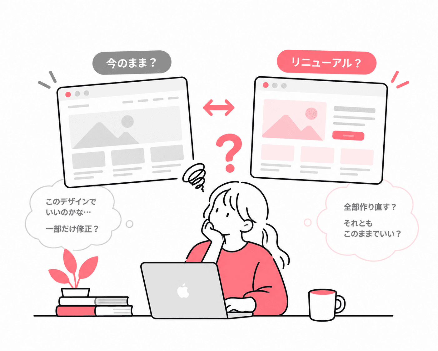 リニューアルすべきか判断できないのイメージイラスト